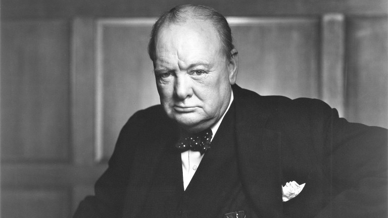 Black and white image of Winston Churchill