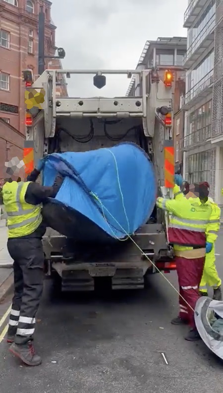 rough sleepers tents being destroyed Camden