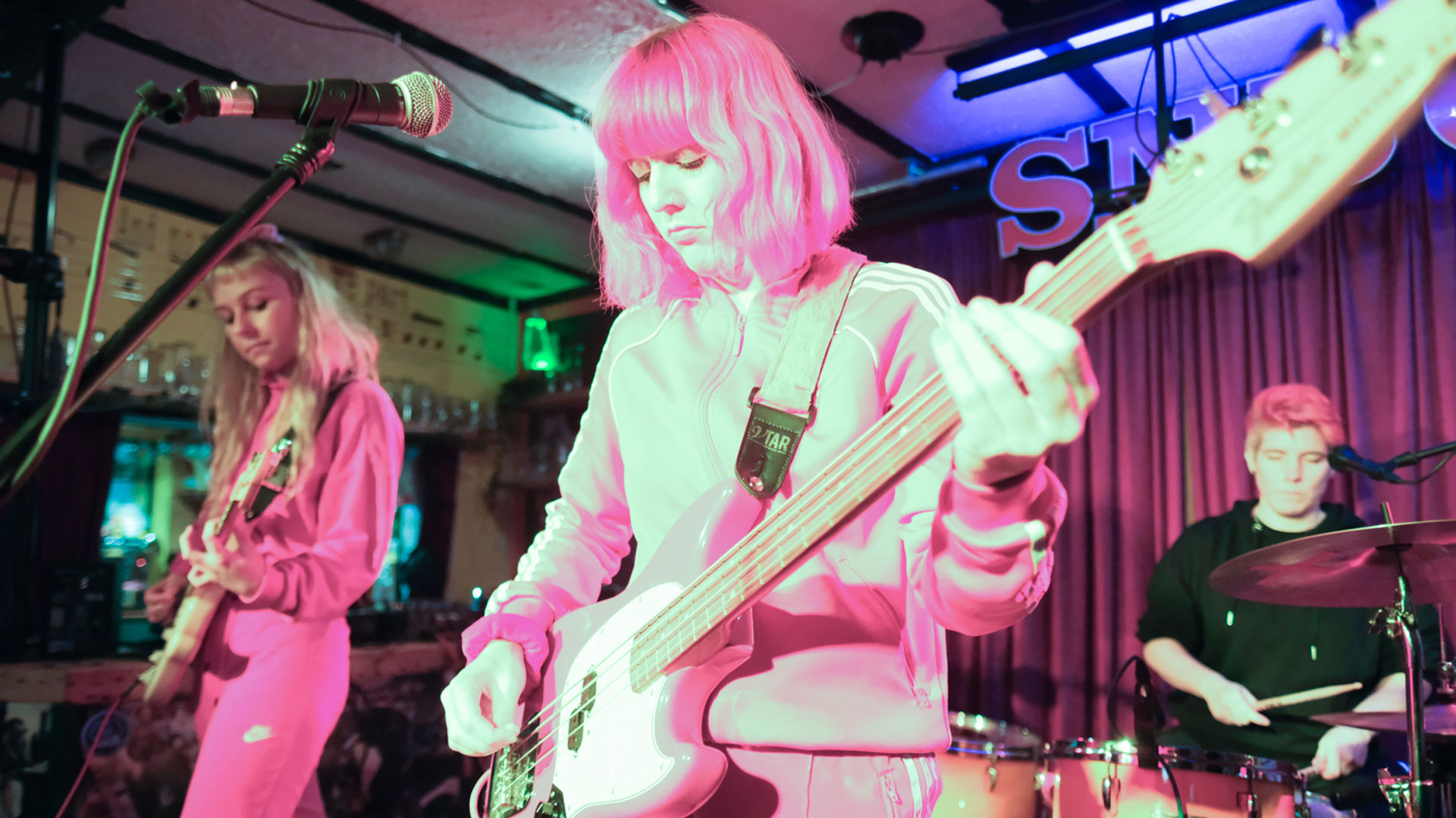 female fronted punk band on the stage of The Snug in Atherton