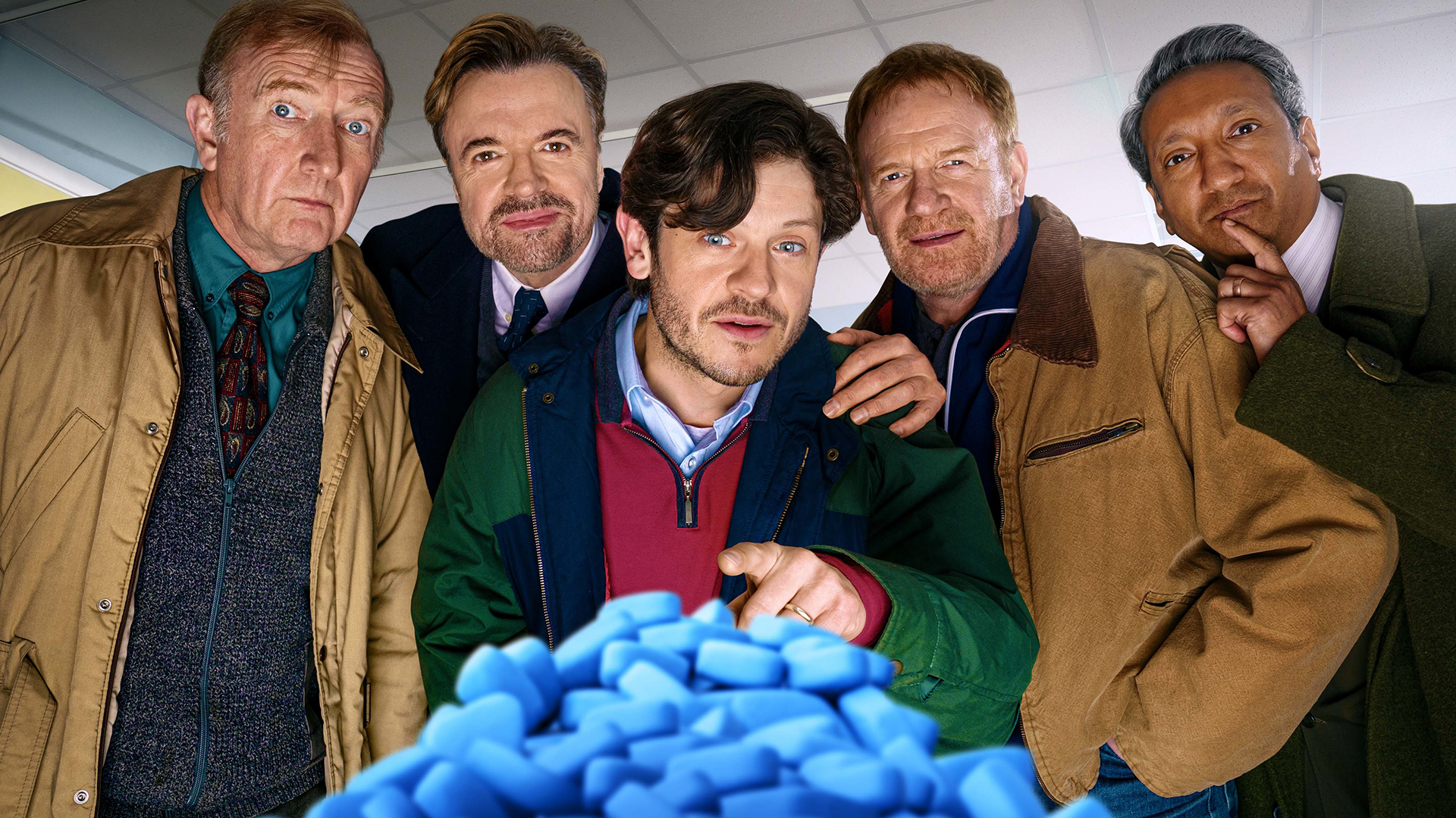 The cast of Men Up, the new BBC drama about Viagra trials in Wales