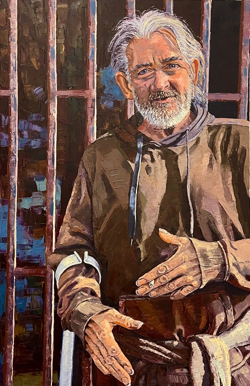 Shane Record's painting of Folkestone homeless man Rob