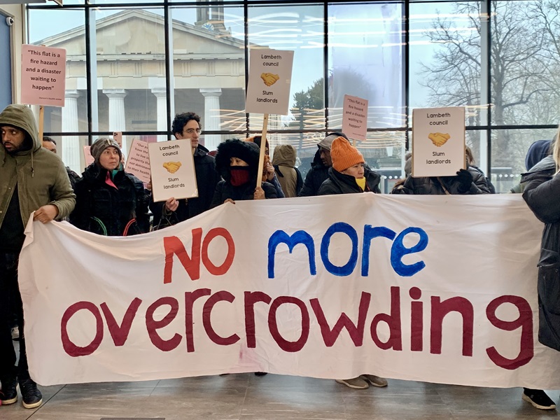 Protestors call for action over overcrowding and damp and mould