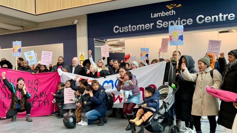 Protestors storm Lambeth Council offices over damp and mould hospitalising baby