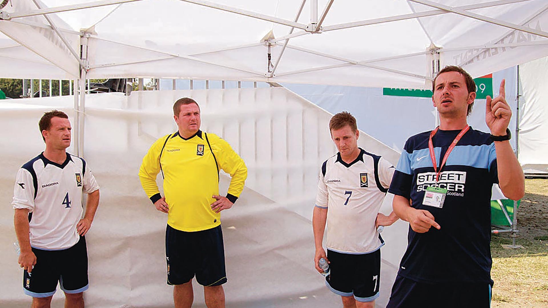 David Duke with players at the 2009 Homeless World Cup