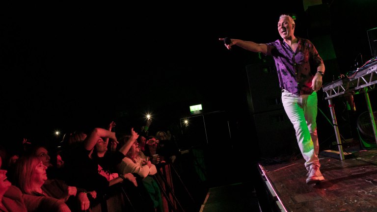 Tivoli grassroots venue north Wales - Martin Kemp onstage pointing at the crowd