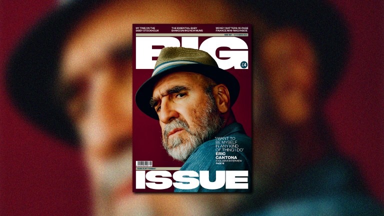 Eric Cantona as featured on the cover of The Big Issue (18/03/2024). Image: Big Issue