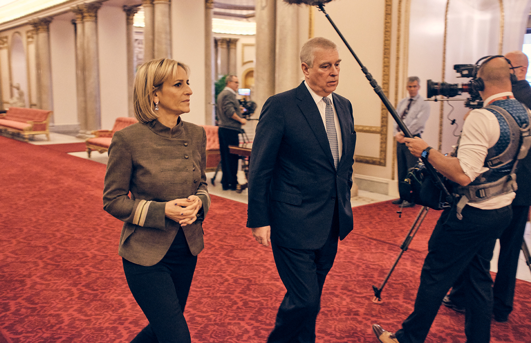 Prince Andrew with journalist Emily Maitlis during the interview at Buckingham Palace for BBC’s Newsnight 