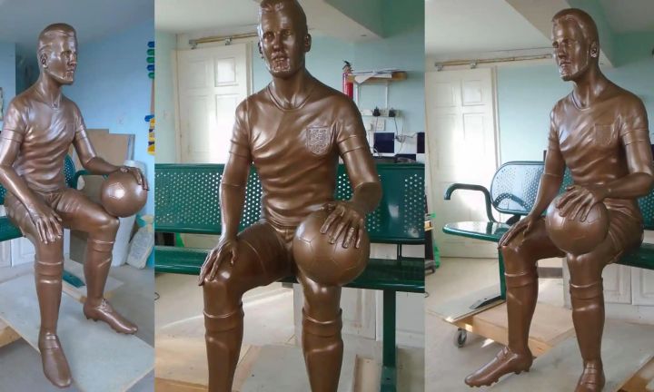 A state of England footballer Harry Kane, looking like it's made of chocolate