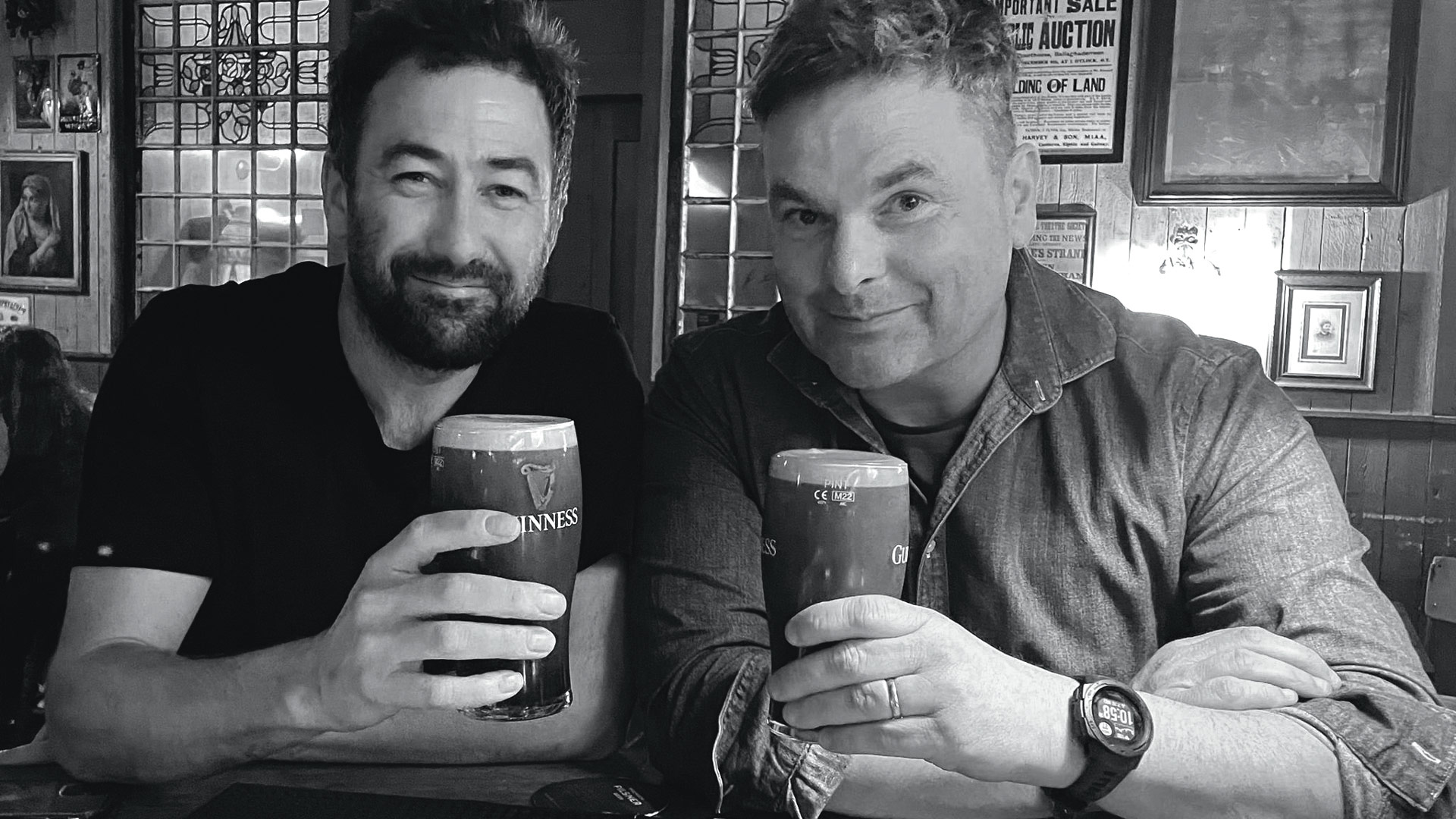 Co-creators Adam Patterson and Declan Lawn have a pint on the night season 1 of Blue Lights premiered in 2023