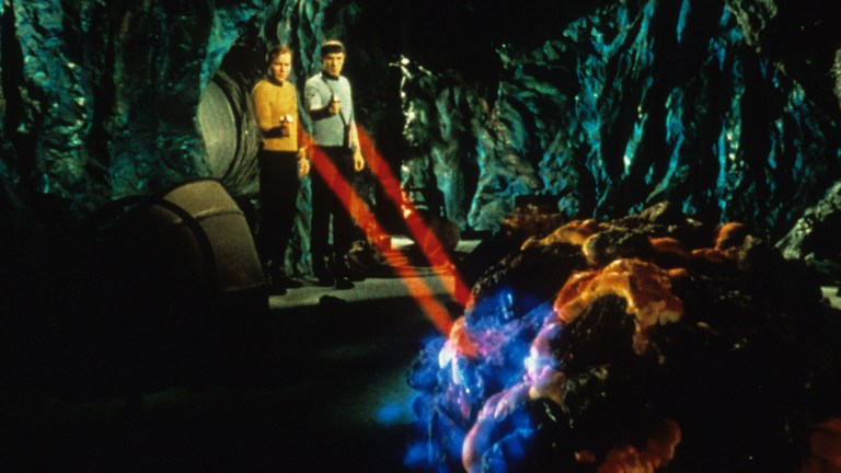 William Shatner and Leonard Nimoy in Star Trek in 1967