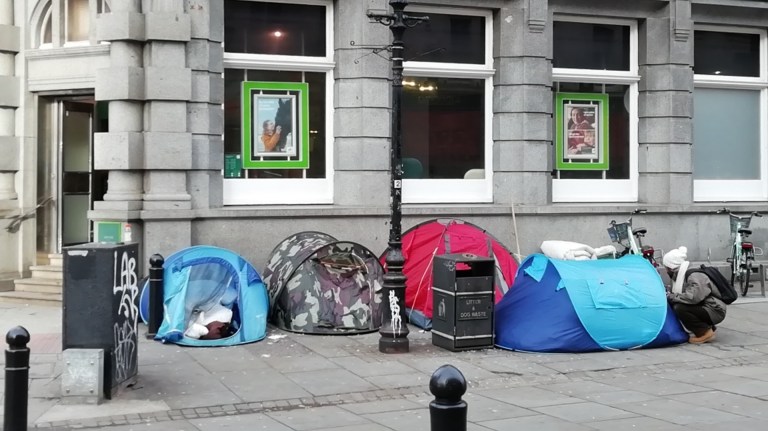 Tents in Brighton for rough sleepers who face being criminalised under the Criminal Justice Bill