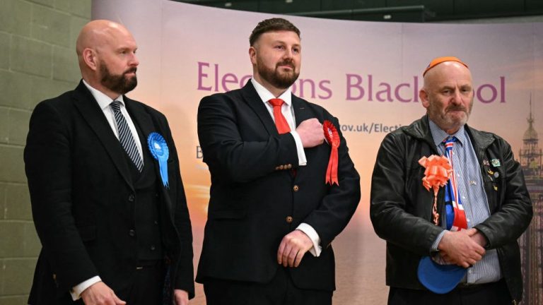 Blackpool South's new MP Chris Webb celebrates in an election which saw the Conservatives beat Reform UK into second.