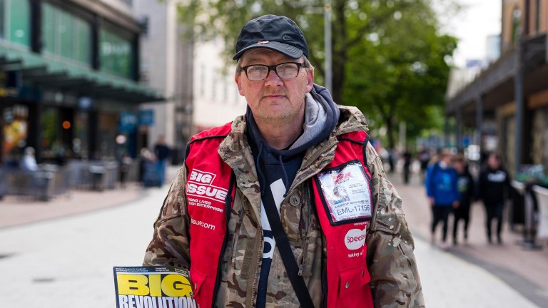 Big Issue vendor Richard Lewis in Cardiff