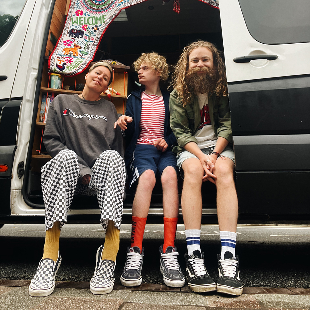 All Alastair’s travels are with his parents in this camper van