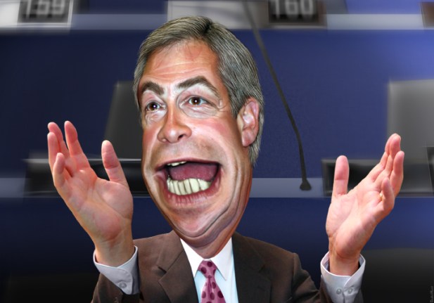 A caricature of far-right politician Nigel Farage