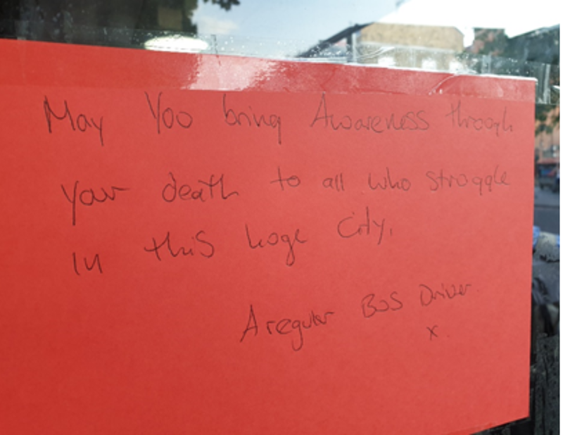 Homeless Notes Why we come together to grieve people who died while homeless