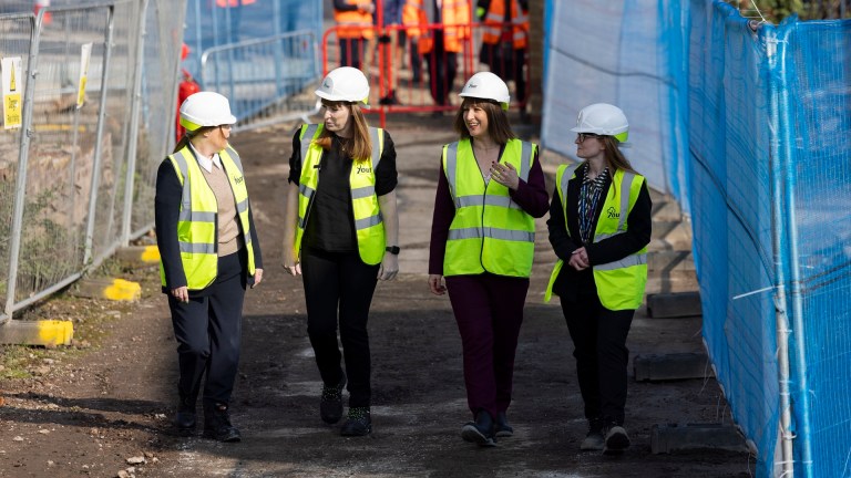 Chancellor Rachel Reeves and Deputy Prime Minister Angela Rayner meet construction workers at the Bournes Bank site in Stoke-on-Trent.