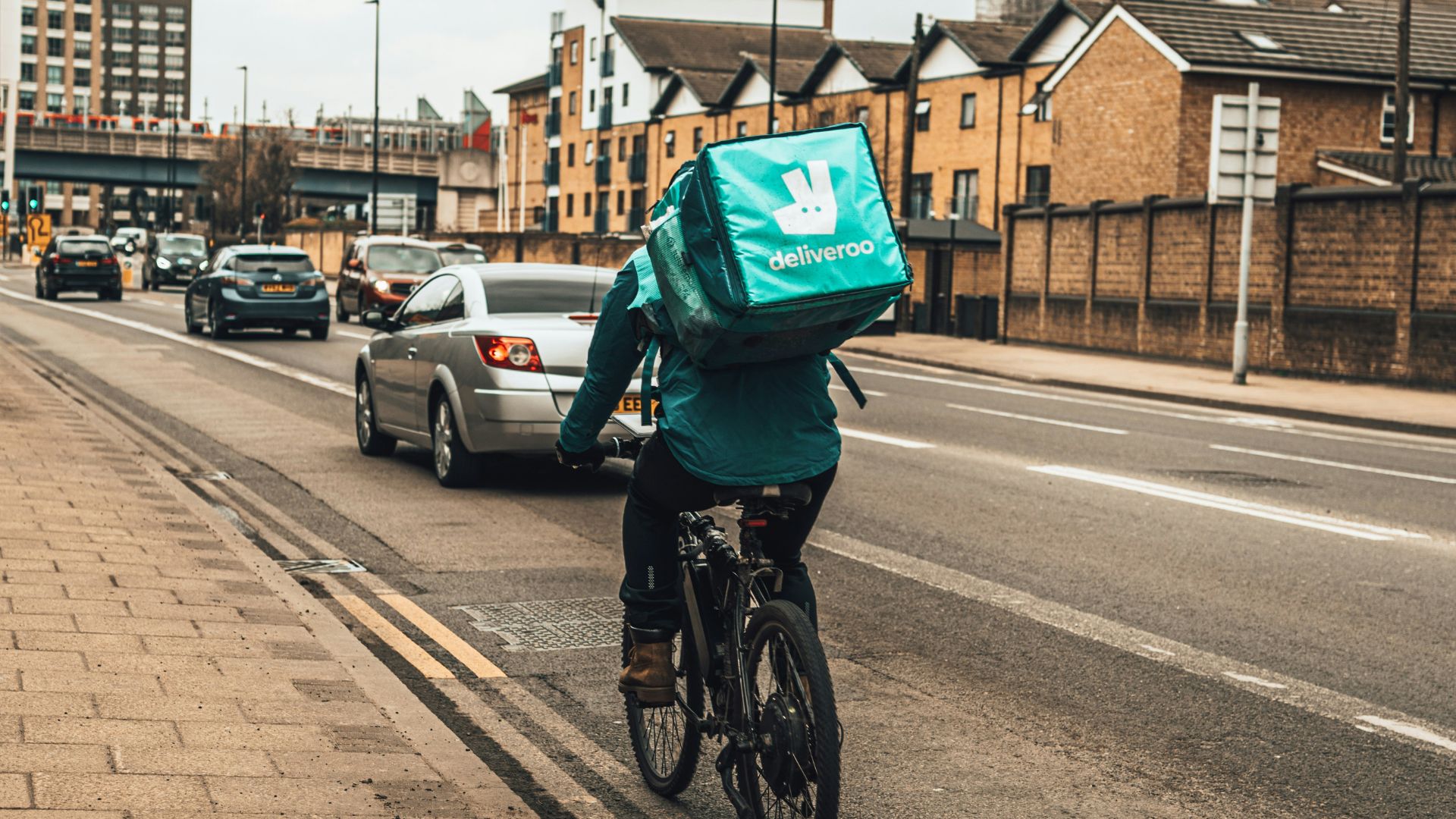 Deliveroo delivery person on a bicycle