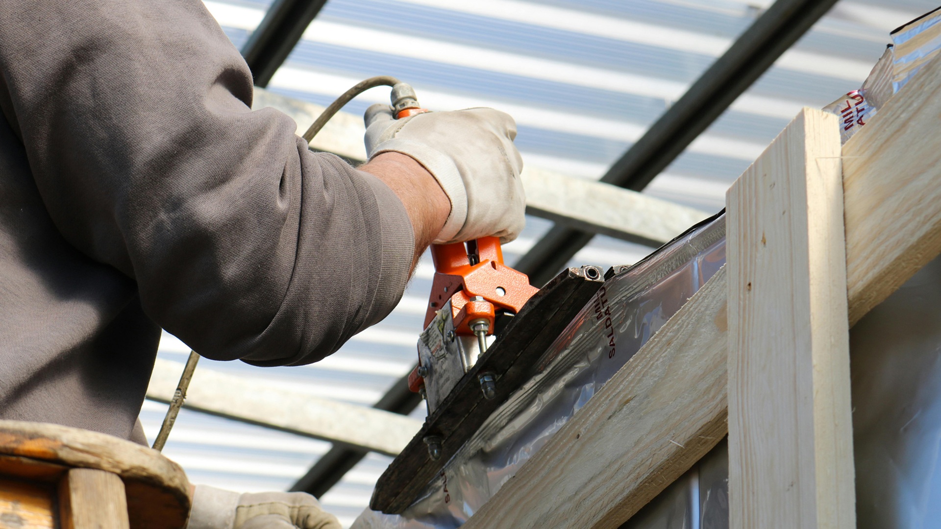 a builder working on a house