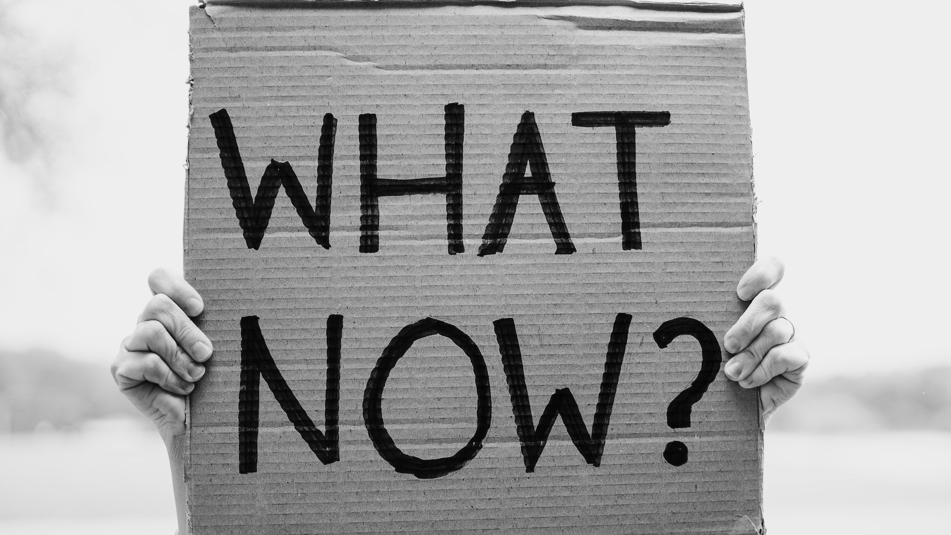 banner that says 'What Now?'