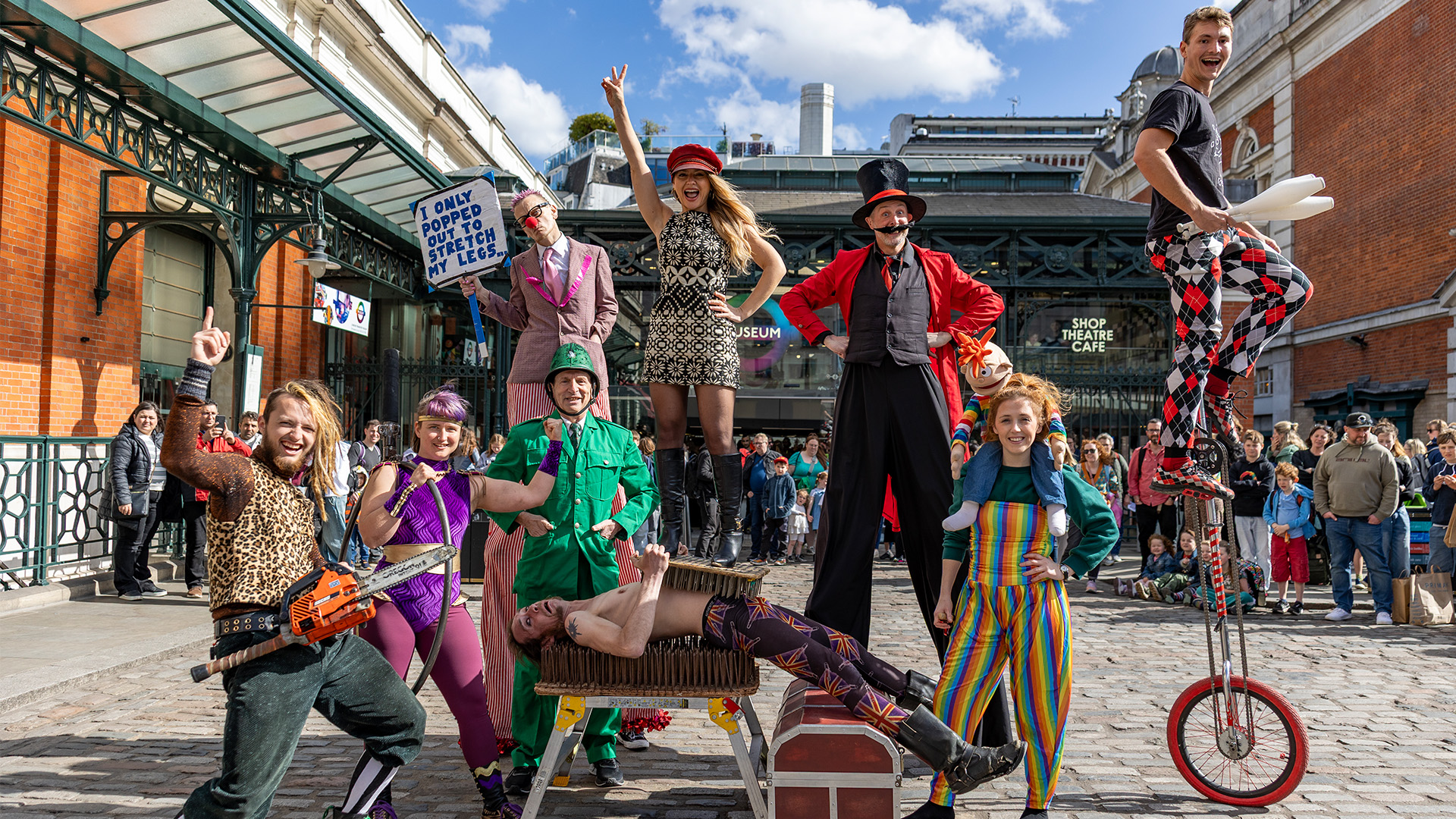 Covent Garden street performers pose together