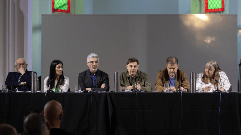 John Bird, Rocio Cifuentes, Derek Walker, Will Hayward, Dylan Jones-Evans and Julie James at the Big Issue Big Debate.