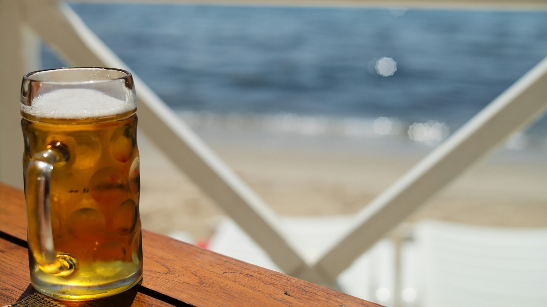 a glass of beer in the sun
