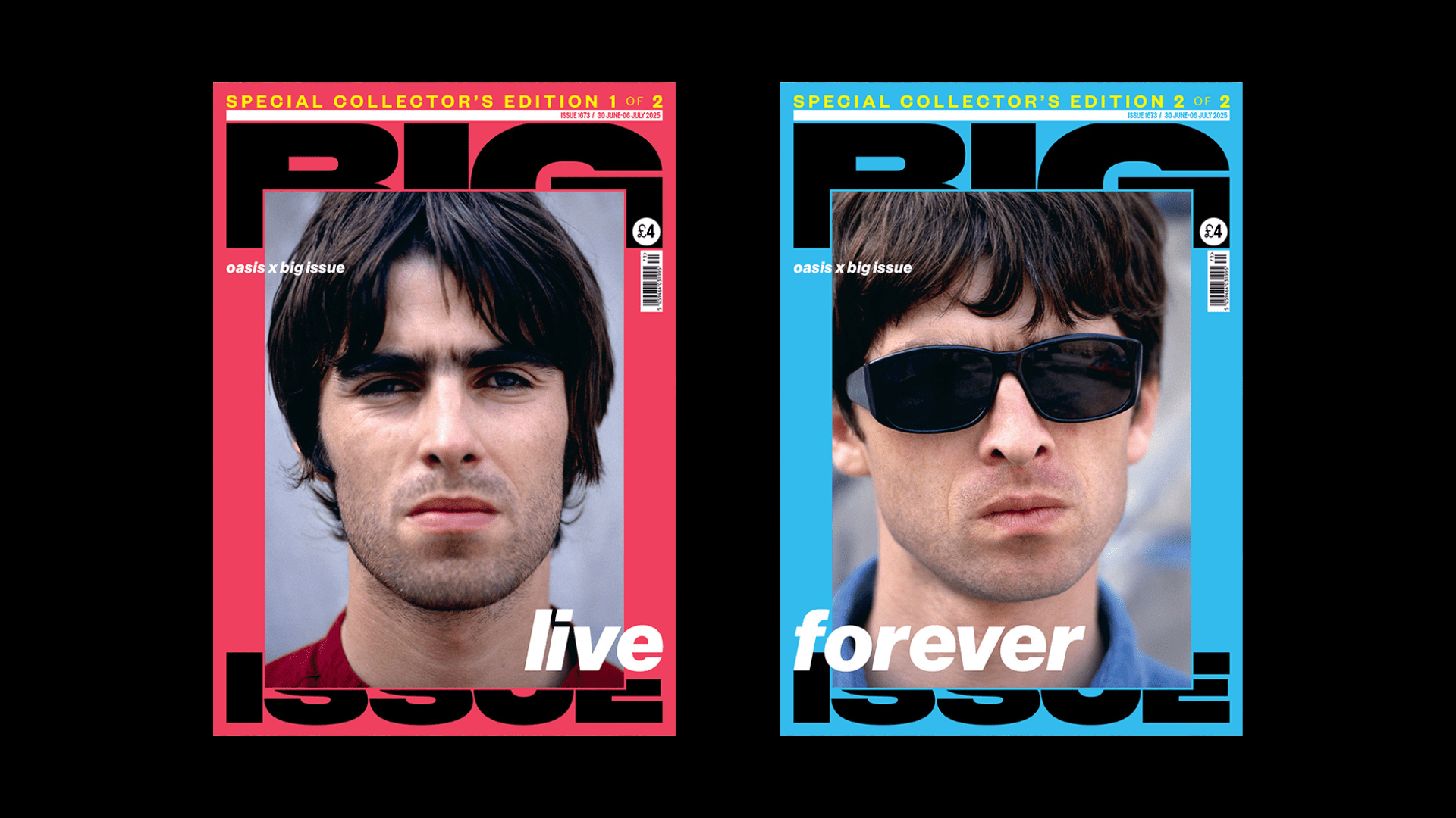 Big Issue's Oasis collectors edition covers. Photography by Kevin Cummins