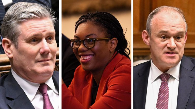 Labour leader Keir Starmer, Conservative leader Kemi Badenoch, and Liberal Democrat leader Ed Davey
