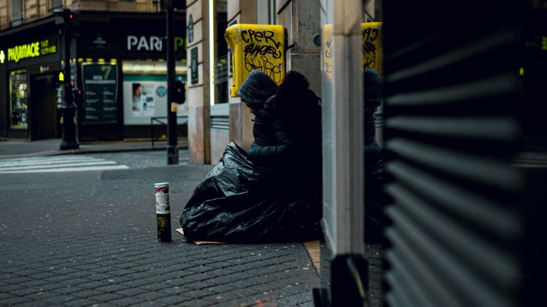 a homeless person on the street