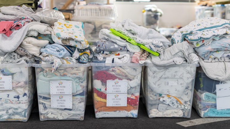 Image of boxes full of baby supplies