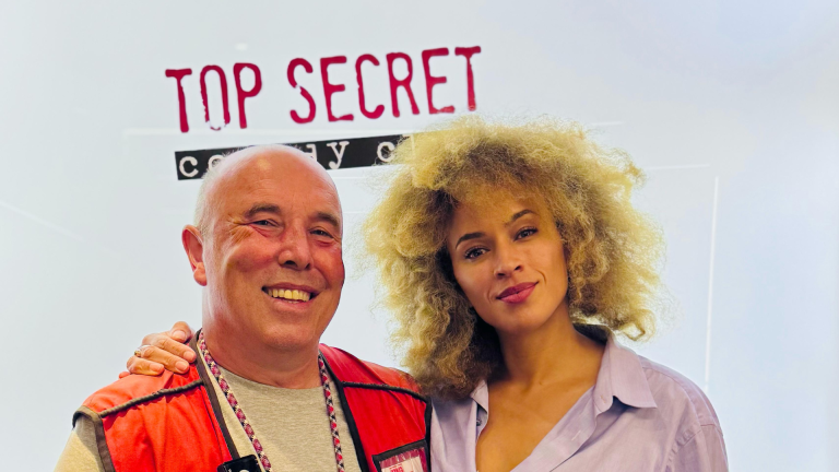 Big Issue ambassador Michelle de Swarte with Carnaby Street vendor Andre Rostant