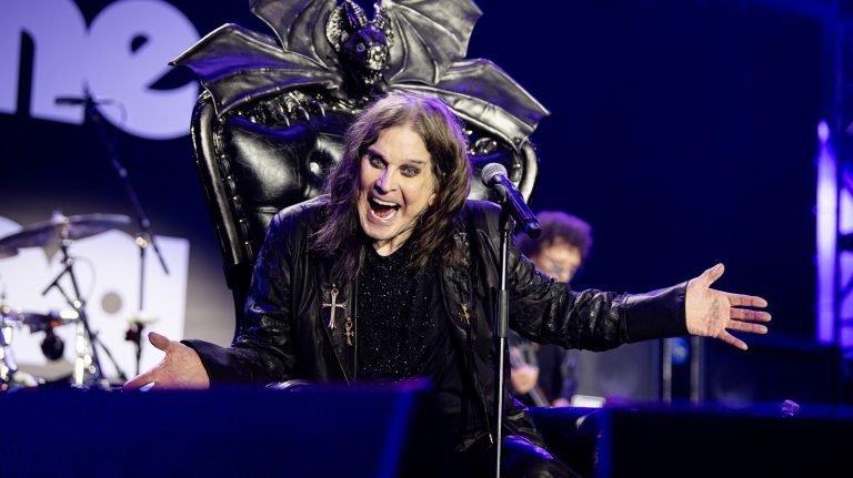 Ozzy Osbourne on stage at Back to the Beginning, Villa Park