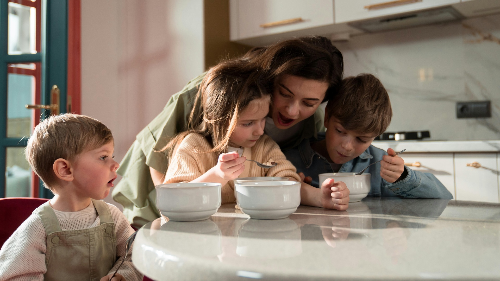 A mother and three children.