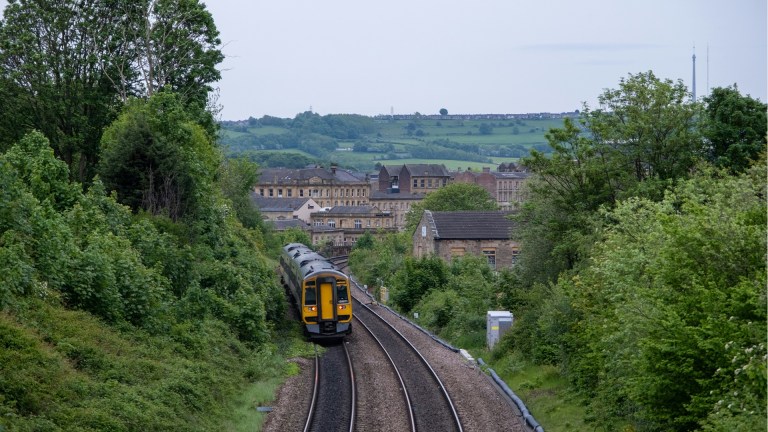 a train on a UK railway line