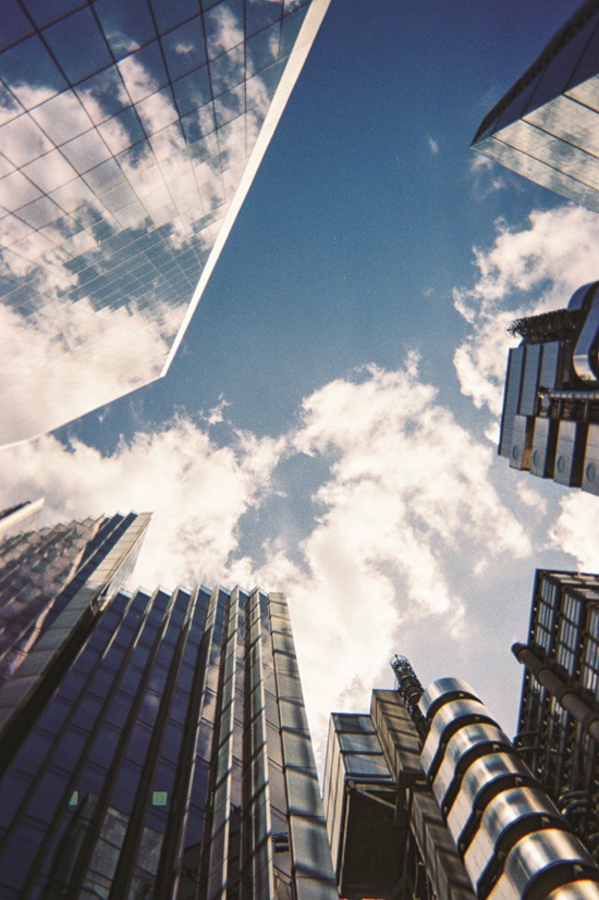London skyscrapers and the sky