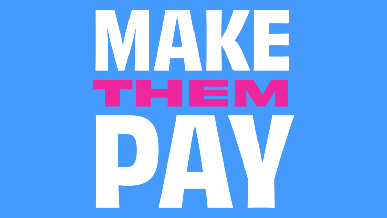 Make Them Pay protest logo