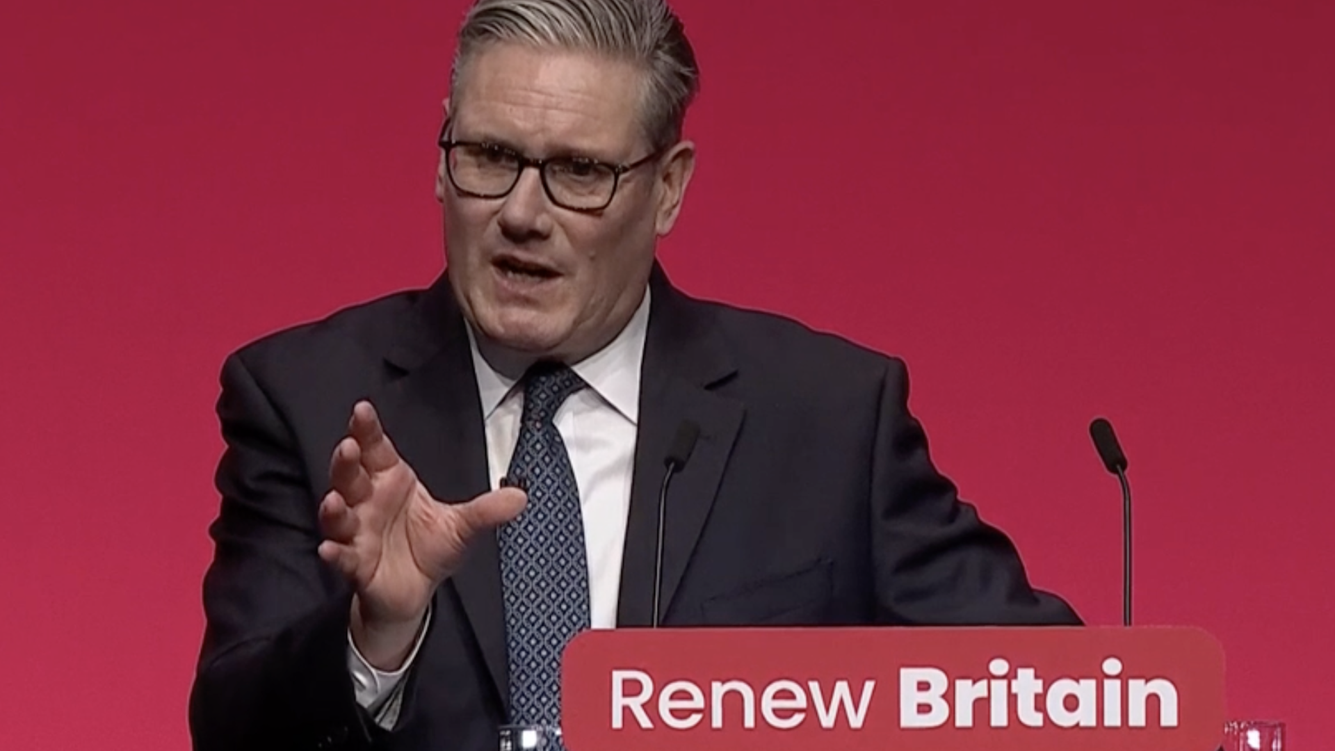 Prime minister Keir Starmer speaking at the Labour conference.