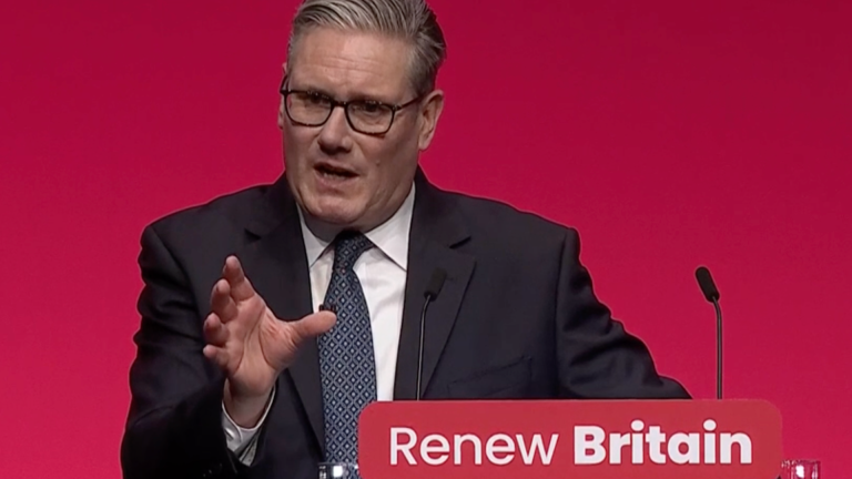 Prime minister Keir Starmer speaking at the Labour conference.