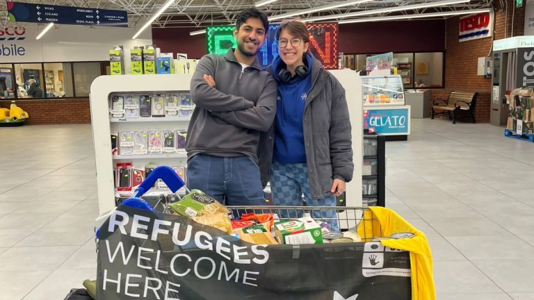 Sam Pordale with a fellow student campaigner. Image: Sam Pordale