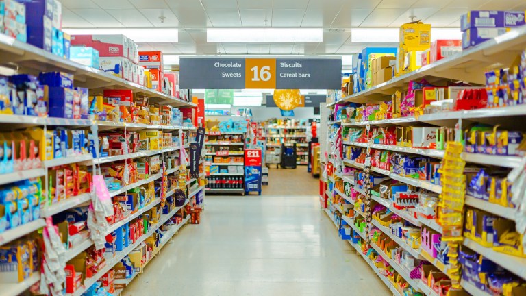 In the aisles of a British supermarket.