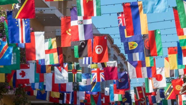 Rows of flags from across the world