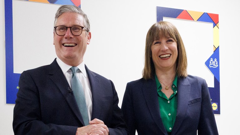 Prime minister Keir Starmer and chancellor Rachel Reeves laughing
