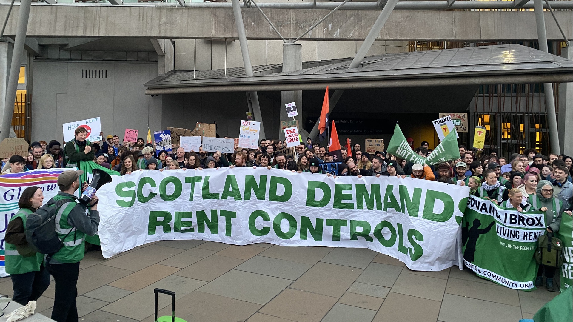 Living Rent campaigners demand rent controls outside Holyrood