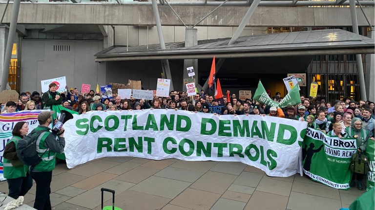 Living Rent campaigners demand rent controls outside Holyrood