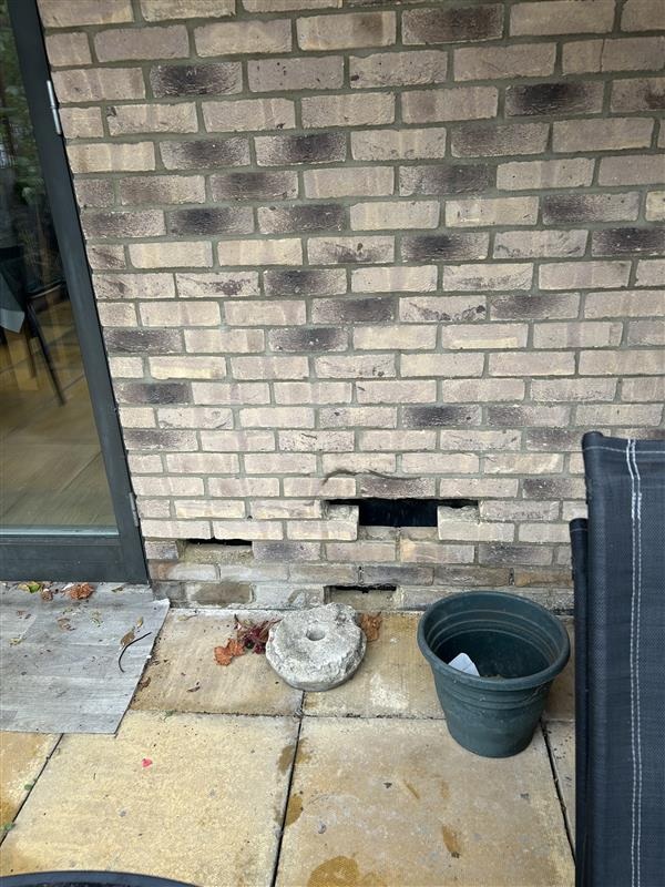 missing bricks on Syed Alam's home