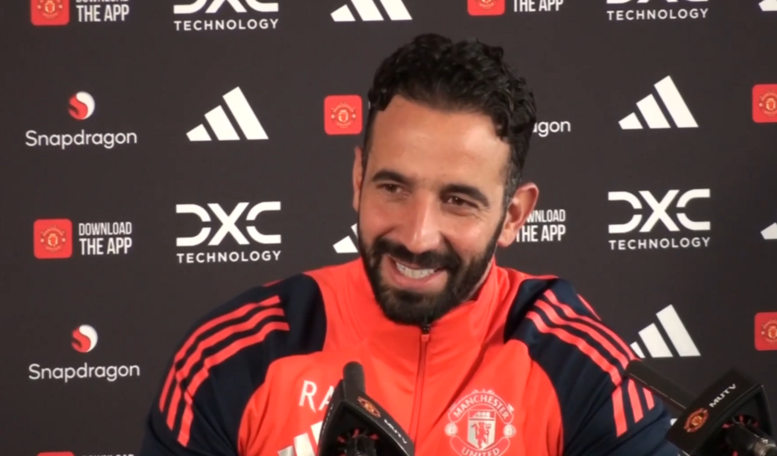 Manchester United manager Ruben Amorim at a press conference in 2024