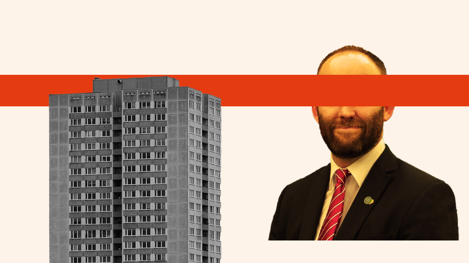 Salford mayor Paul Dennett with a red bar over his face