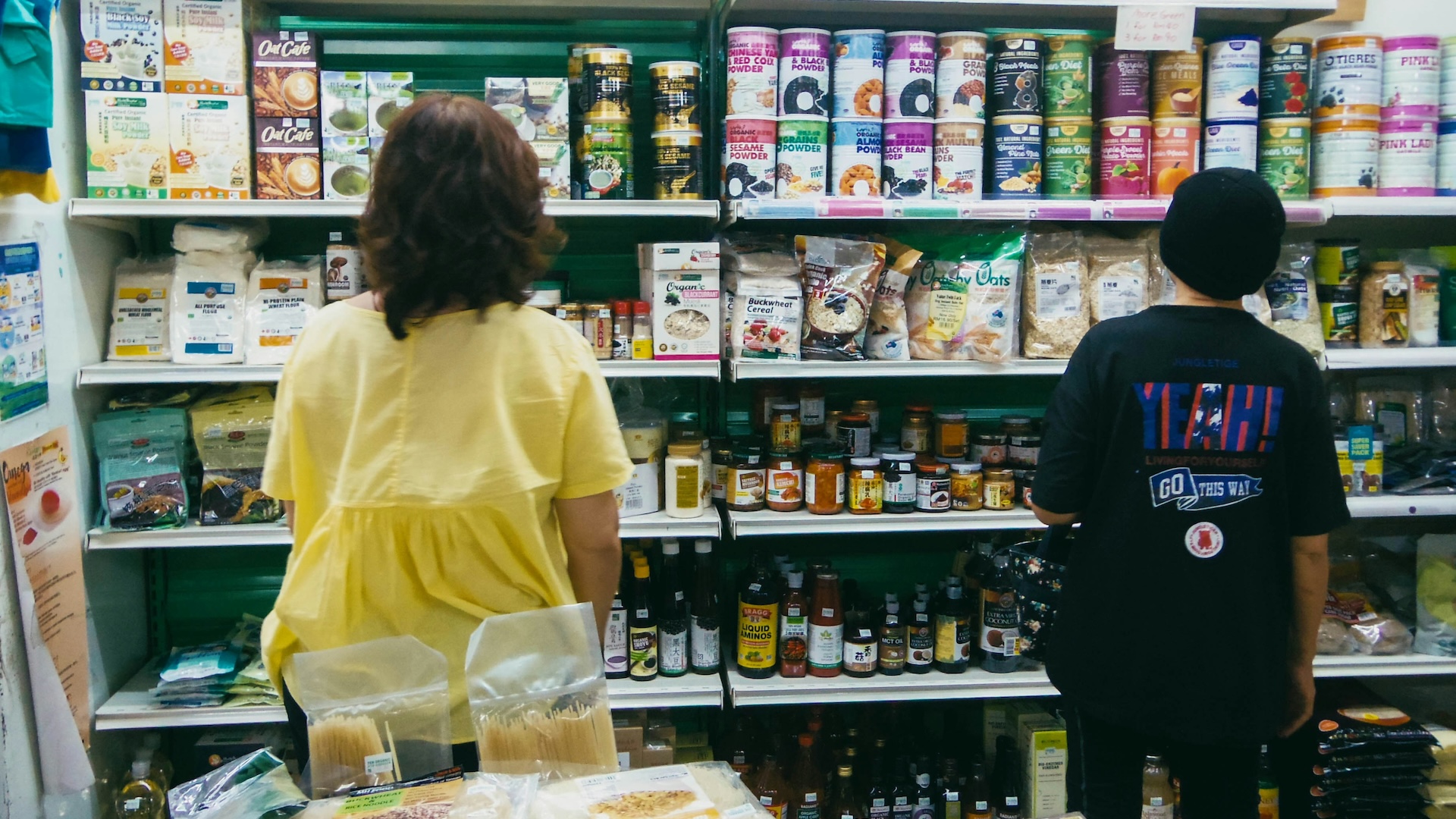 two people in a supermarket