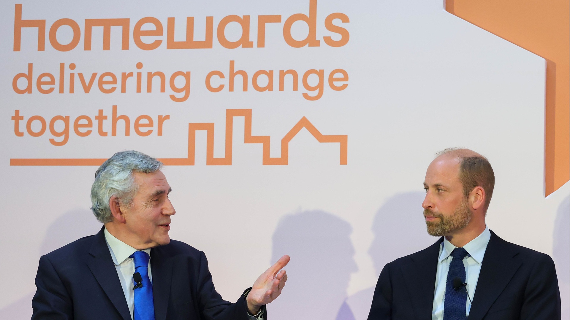 Gordon Brown and Prince William at a Homewards event